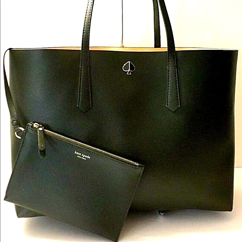 Kate Spade Smooth Leather Molly Tote & Continental Wallet Dark Forest Green